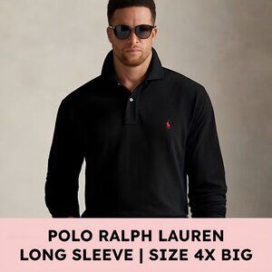 Polo by Ralph Lauren Men's Black Polo with Red Logo - long sleeve- 4XB